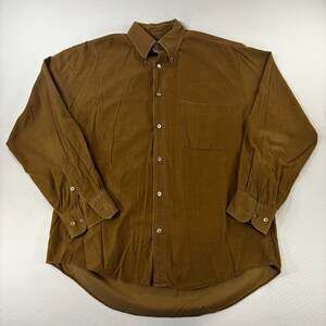 Vintage Tricots St Raphael Brown Corduroy Button Down Shirt Size Medium